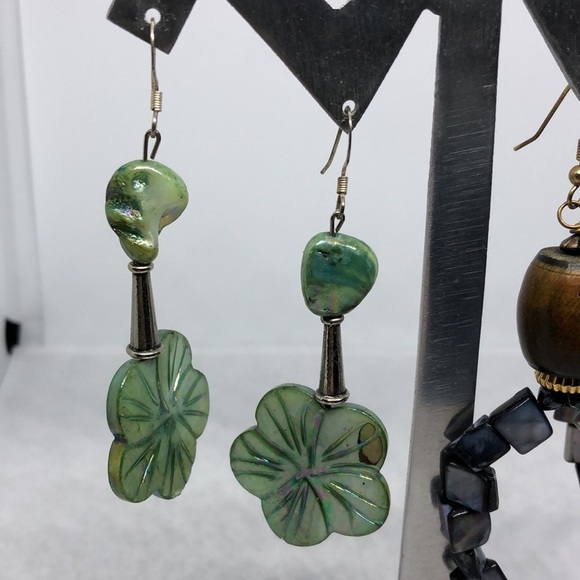 BUNDLE lot 2 beach coastal boho earrings shell artisan dangle drop long - Picture 2 of 6